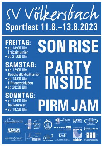Sportfest SV Völkersbach 11. bis 13.08 - Live Musik satt bei freiem Eintritt
